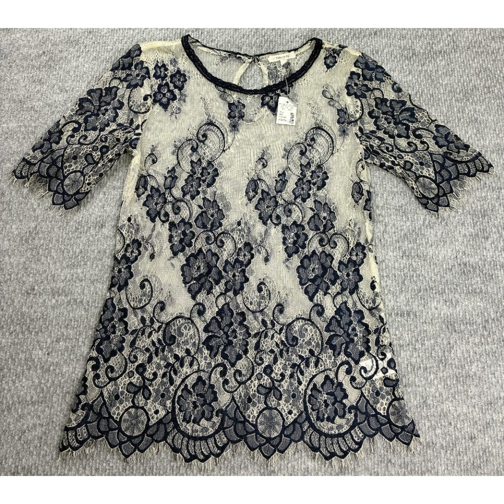 Maurices XS Navy Floral Lace Top Women's